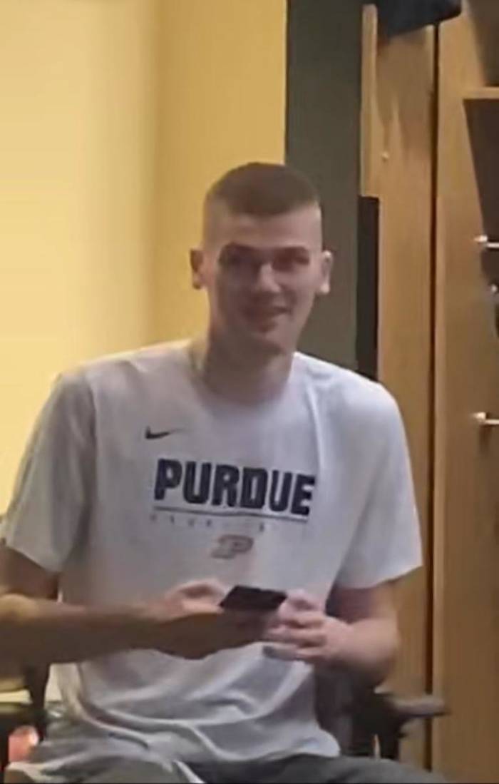 Purdue's Matt Haarms shows off his new haircut, shocking the college basketball world.